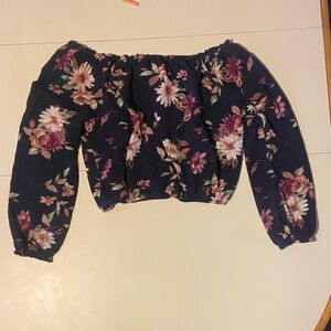 Polly & Esther Floral Off-Shoulder Blouse - Black and Pink